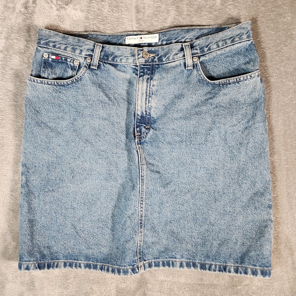 Vintage‎ Tommy Hilfiger Jean Skirt Women's Size 16 36X19 Blue
